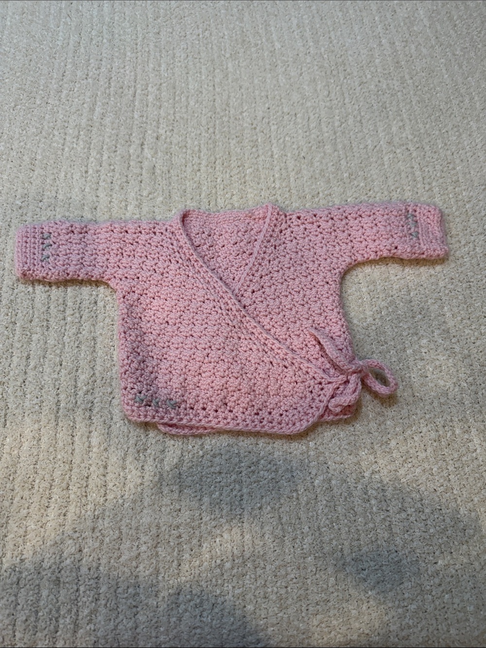 Handmade Pink Crocheted Baby Ballet Wrap Sweater